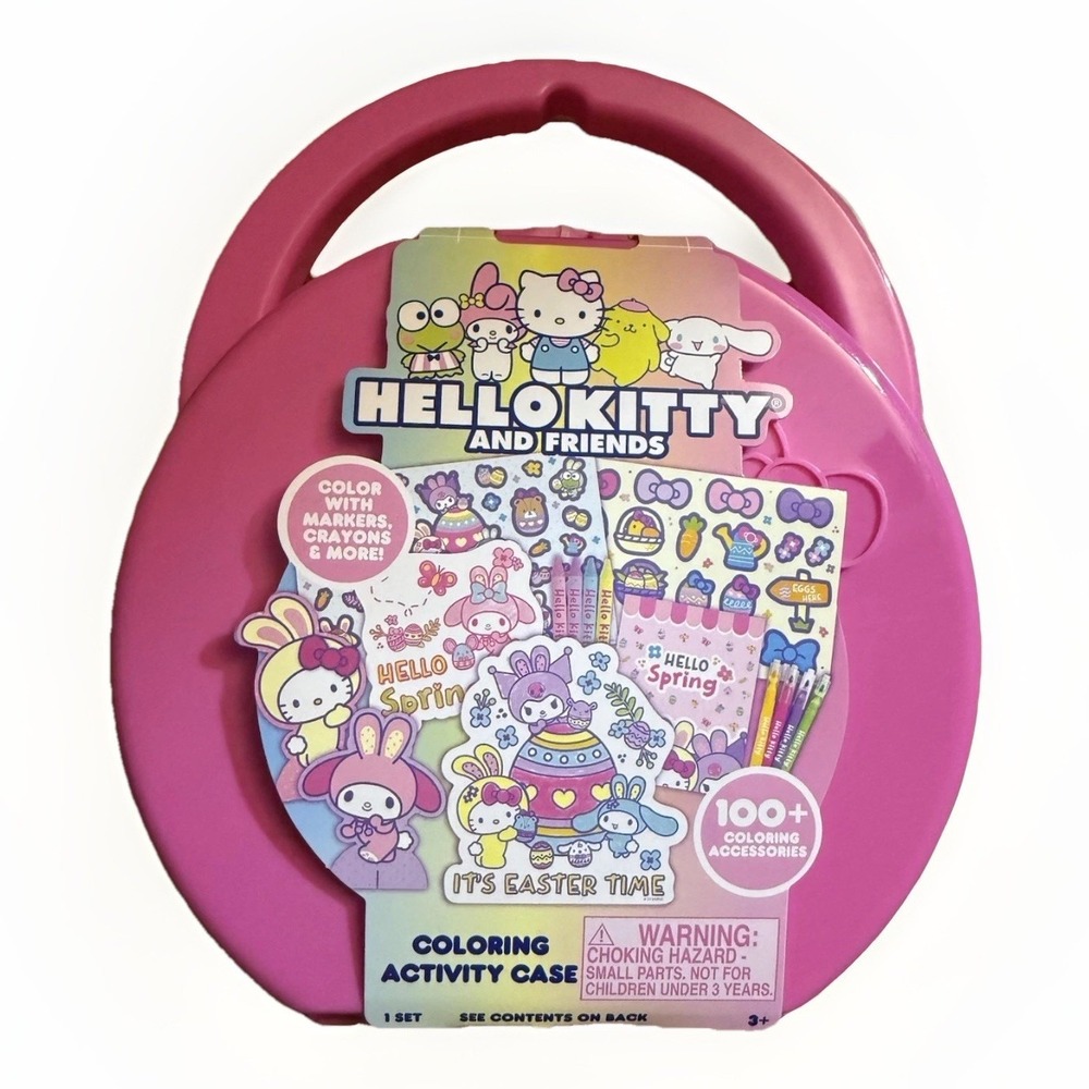 NEW Hello Kitty and Friends Coloring Activity Case PinkMarkers Crayons Stickers